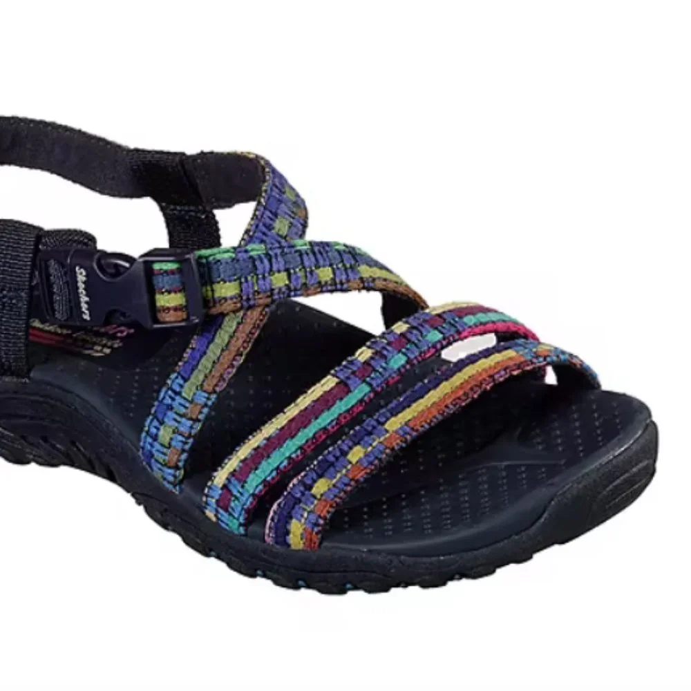 Skechers Womens Reggae Sew Me Strap Sandals Size 8 - Picture 1 of 4